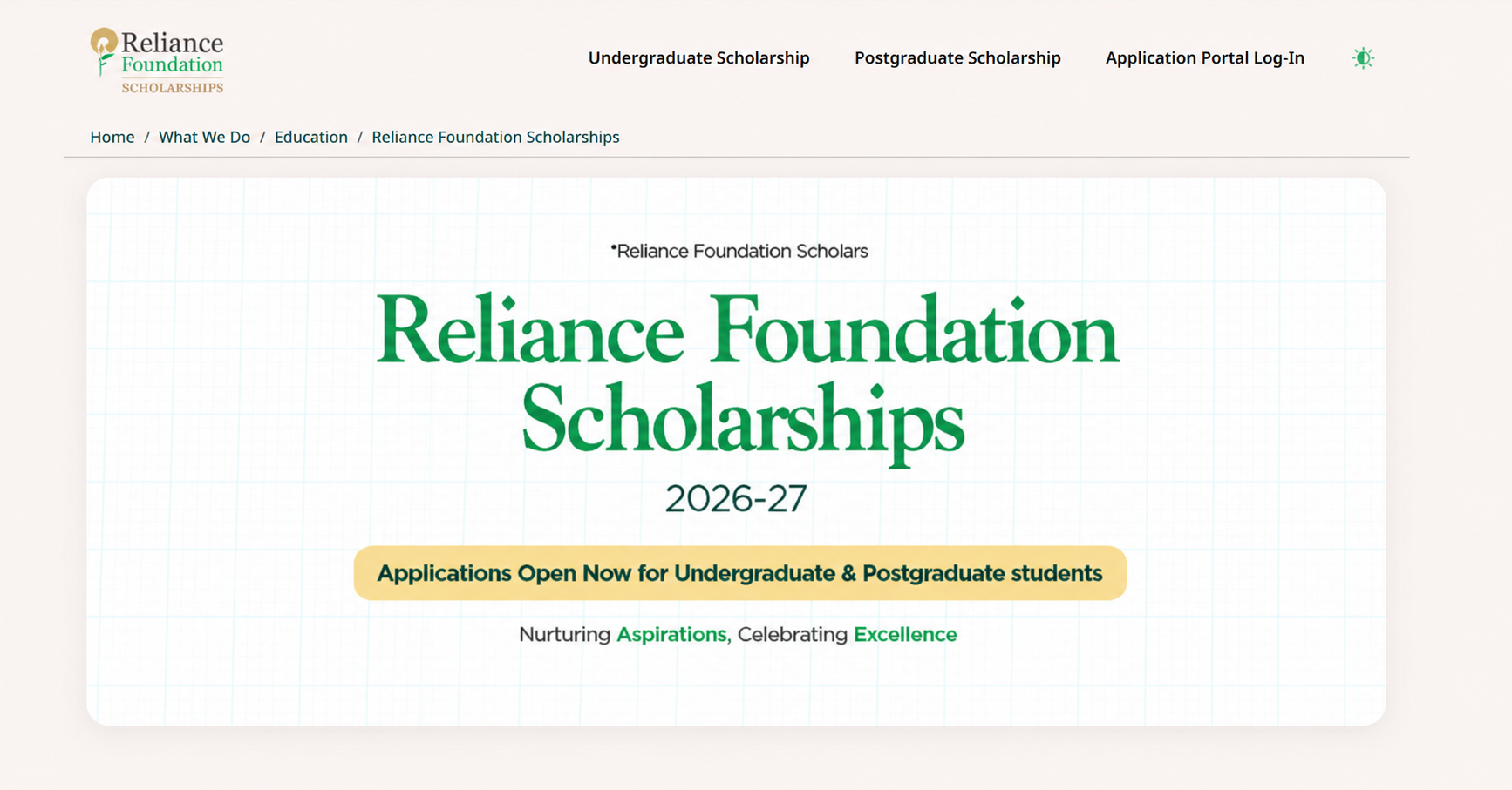 Reliance Foundation Scholarship 2026-27